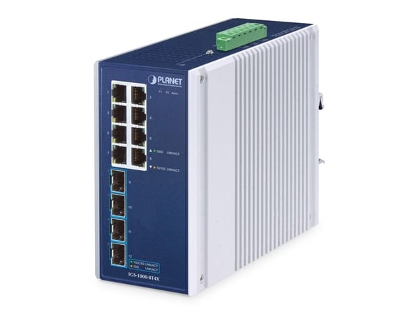 PLANET IP30 Industrial 8-Port, Hallitsematon, Gigabit Ethernet (10/100/1000), Seinäkiinnitteinen