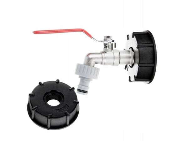 Geko sett – IBC-kobling S60x6 + kran 1/2" med utgang GZ 3/4" + nippel for hurtigkobling – mauser (40)