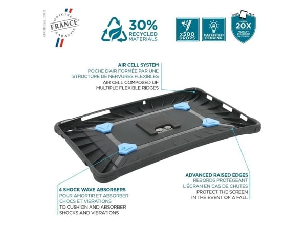 Mobilis PROTECH - Baksidedeksel for nettbrett - laget i Frankrike, forsterket, med stativ + 360° roterende håndstropp - svart - for Samsung Galaxy ...