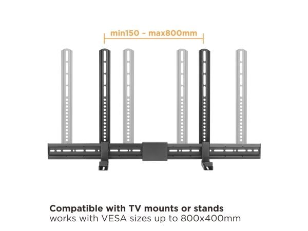 Equip 650895, Soundbar monteringsbrakett, Vegg, 800 x 400 mm, 15 kg, 86 - 155 mm, Sort