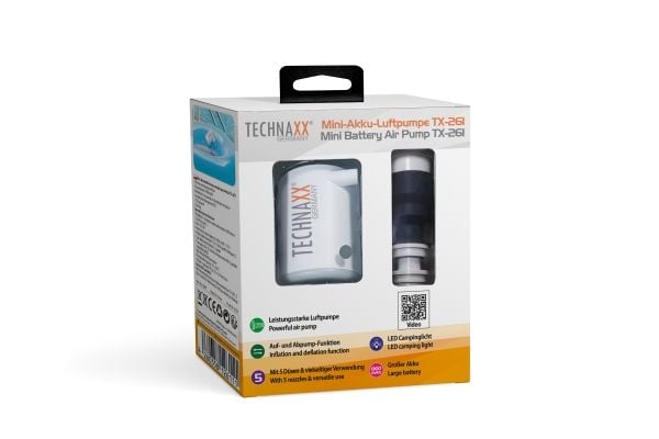 Technaxx TX-261, Oppblåsbar, 180 l/min, Batteri, 1360 mAh, 1,5 t, 13,5 W