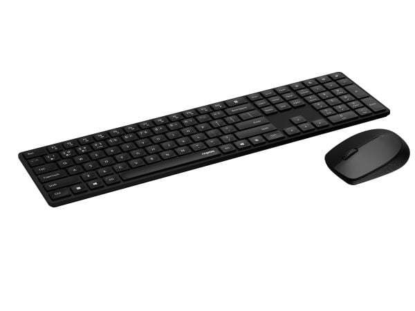 Rapoo 8020M, Full størrelse (100 og), Trådløs, RF trådløs + Bluetooth, QWERTY, Sort, Mus inkludert