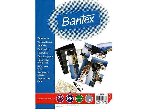 Fotolomme Bantex 10x15 cm højformat, transparent - (25 stk.)