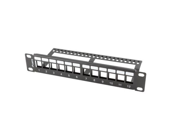 Lanberg PPKS-9112-B - Pluggbord (blankt) - rackmonterbar - svart - 1U - 10" - 12 porter