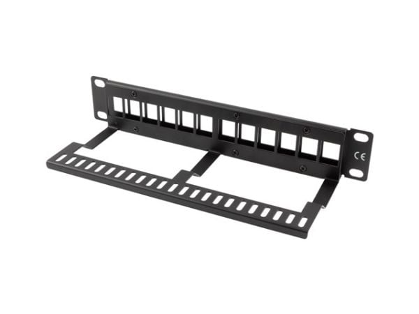 Lanberg PPKS-9112-B - Pluggbord (blankt) - rackmonterbar - svart - 1U - 10" - 12 porter