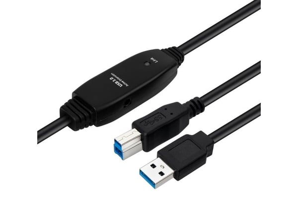 MicroConnect - USB-kabel - USB typ A (hane) till USB Type B (hane) - USB 3.2 Gen 1 - 10 m - aktiv - svart