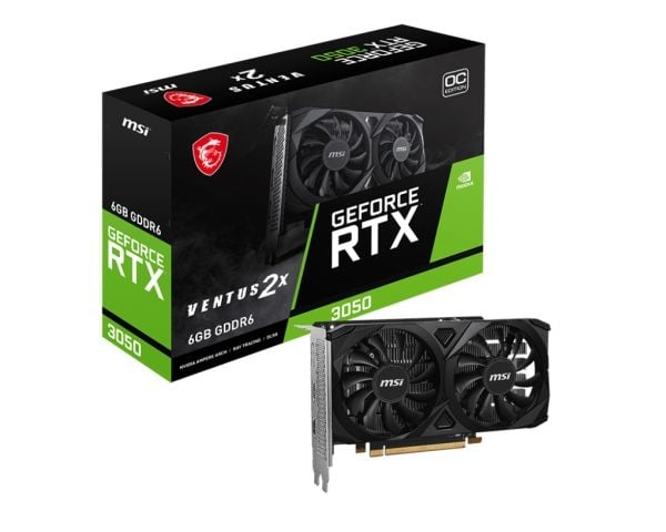MSI GeForce RTX 3050 VENTUS 2X E 6G OC - Grafikkort - GF RTX 3050 - 6 GB GDDR6 - PCIe 4.0 x16 - 2 x HDMI, DisplayPort
