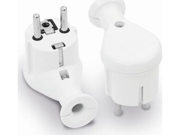 Volteo UNI-SCHUKO, 2P+Z 16A, 250V VALKOINEN kulmapistoke