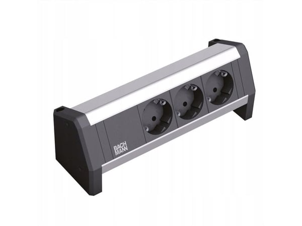 Bachmann DESK 1, Musta, Harmaa, 3 AC-pistorasia(a), 230 V, 16 A