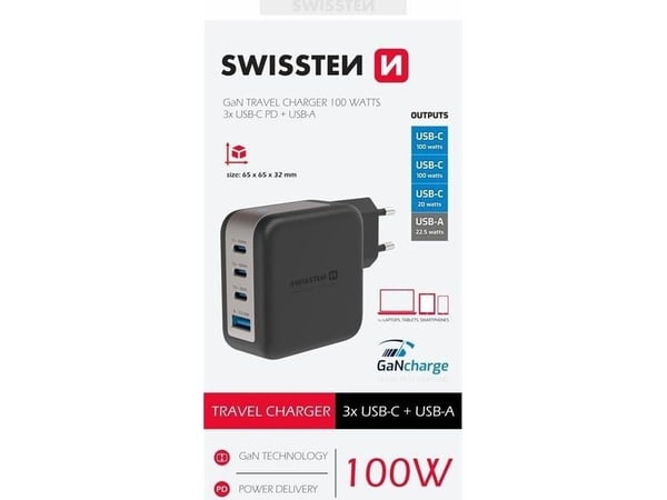 SWISSTEN Verkkosovitin GaN-juoda