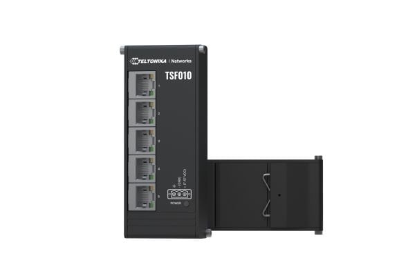Teltonika NETWORKS TSF010 Flat Ethernet Switch, Ikke administrert, Fast Ethernet (10/100), Full duplex, DIN-skinne