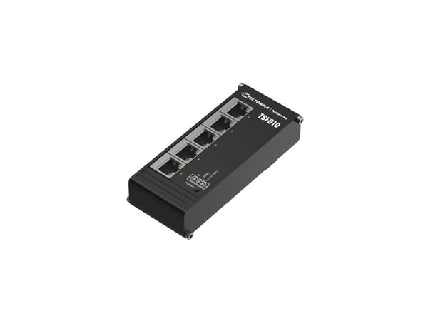 Teltonika NETWORKS TSF010 Flat Ethernet Switch, Ikke administrert, Fast Ethernet (10/100), Full duplex, DIN-skinne