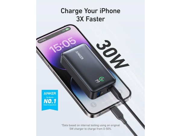 Anker PowerCore 533 - Strømbank - 10000 mAh - 30 watt - 3 A (USB-C) - svart