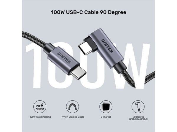 Unitek USB-C - USB-C USB-kabel 2 m svart og sølv (C14123BK-2M)