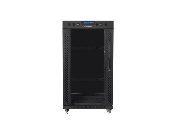 Lanberg FF01 series - Rack skap - 600 x 800, flat pack, with glass door, LCD - med LCD-skjerm, termostat, 4 kjølevifter - fritt stående - svart, RA...