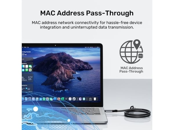 Unitek Unitek USB C RJ-45 LAN Ethernet-kabel, nettverkskabel, 2m