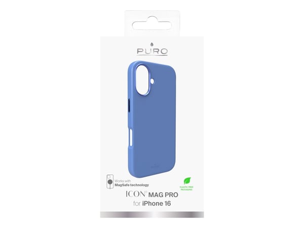 Puro Icon Mag Mag Pro MagSafe silikonikotelo iPhone 16:lle - sininen