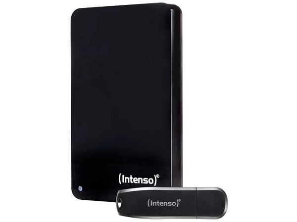 Intenso Bonuspack - Harddisk - 1 TB - ekstern (bærbar) - 2.5" - USB 3.2 Gen 1 - 5400 rpm - buffer: 8 MB - svart - med 64 GB USB flash drive