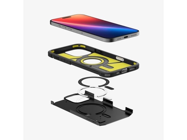 Spigen Tough Armor T AI MagFit - Bagsidecover til mobiltelefon - MagSafe-kompatibilitet - termoplastisk polyuretan (TPU), polykarbonat (PC) - sort ...
