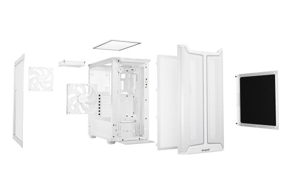 be quiet! Pure Base 501 DX - Midi-tårn - ATX - sidepanel med vindu (herdet glass) - ingen strømforsyning (ATX / PS/2) - hvit - USB/lyd