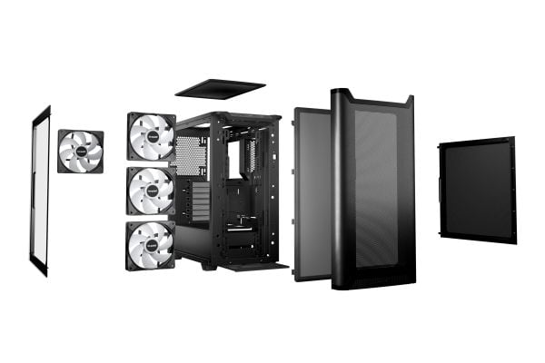 be quiet! Pure Base 501 LX - Midi-tårn - ATX - sidepanel med vindu (herdet glass) - ingen strømforsyning (ATX / PS/2) - svart - USB/lyd