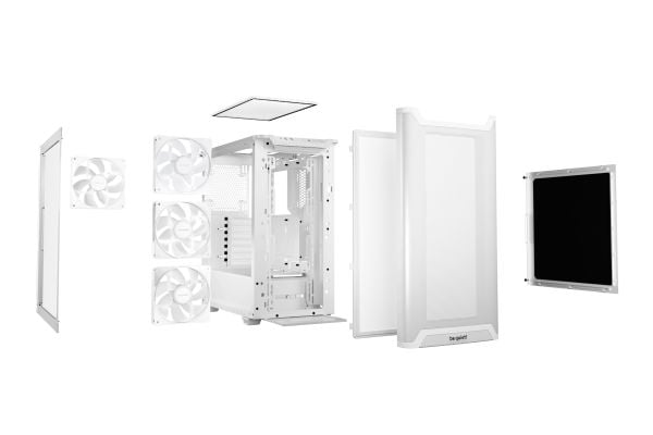 be quiet! Pure Base 501 LX - Midi-tårn - ATX - sidepanel med vindu (herdet glass) - ingen strømforsyning (ATX / PS/2) - hvit - USB/lyd