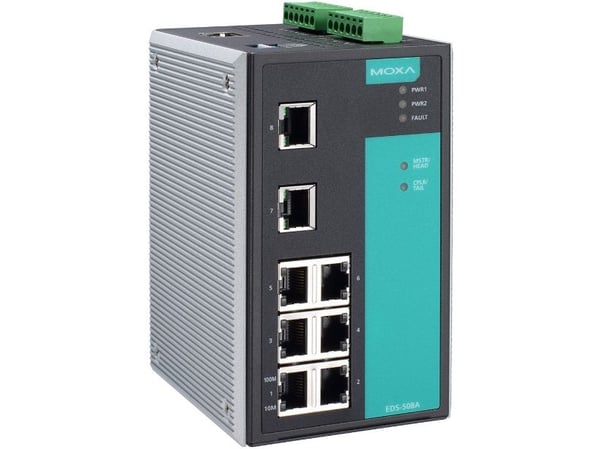 Moxa EtherDevice Switch EDS-505A-MM-ST - Switch - Styrt - 3 x 10/100 + 2 x 100Base-FX - DIN-skinnemonterbar