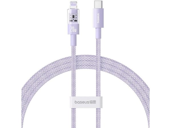 Baseus Gem USB-C til iP hurtigladekabel 1 m 20 W lilla (P10373001511-00) Baseus Gem USB-C til iP hurtigladekabel 1 m 20 W lilla (P10373001511-00)