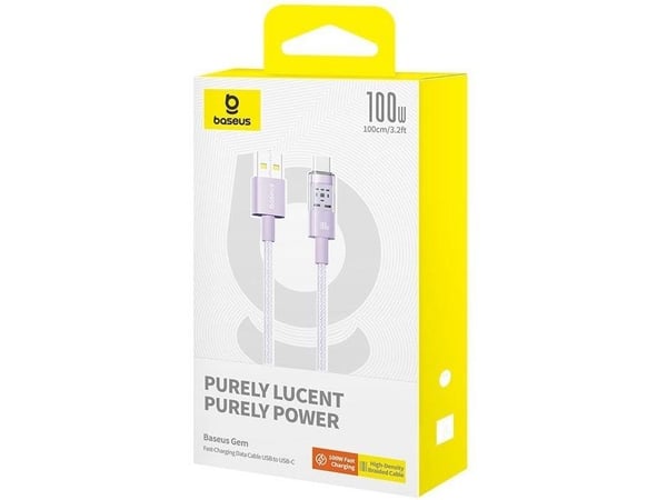 USB-A til USB-C-kabel Baseus Gem, 100W, 5A, 1 m, lilla P10373002511-00