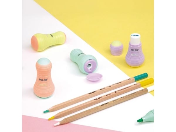 MILAN Sway Double Pencil Sharpener ja Eraser 12 kpl näyttö