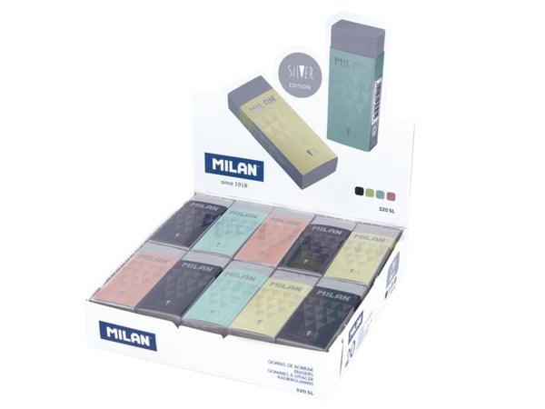 MILAN Silver Eraser 20 kpl Näyttö