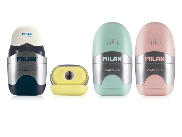 Milan 4714112, Manuell blyantspisser, Blå, Rosa, Turkis, Gul, Stål, 150 mm, 68 mm, 80 mm