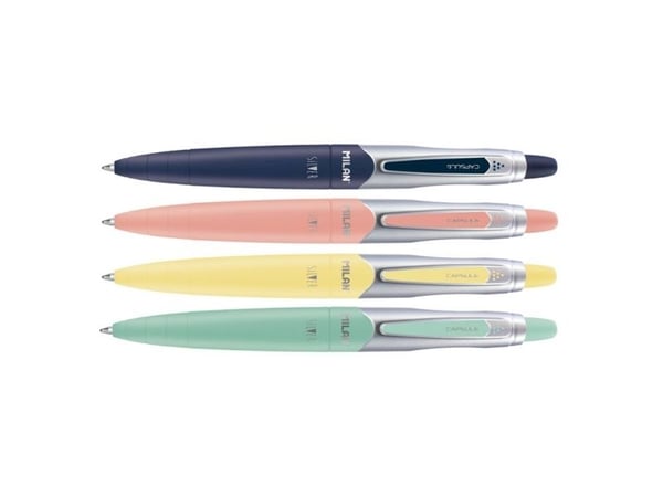 Milan 1765649120, Klips, Clip-on retractable ballpoint pen, Marine, Rosa, Turkis, Gult, 20 stykker