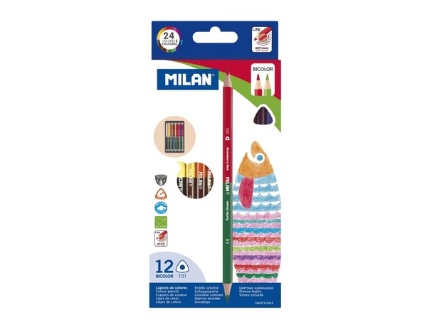 Milan färgpennor 24 färger triangulär bicolor (07112312)