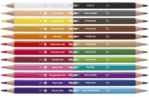 Milan färgpennor 24 färger triangulär bicolor (07112312)