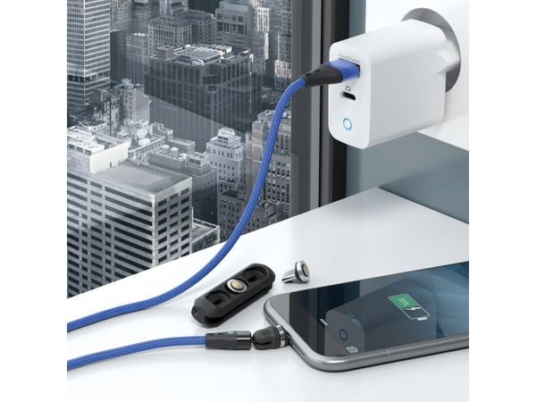 RealPower MagneticCharge3, 1 m, USB A, Blå
