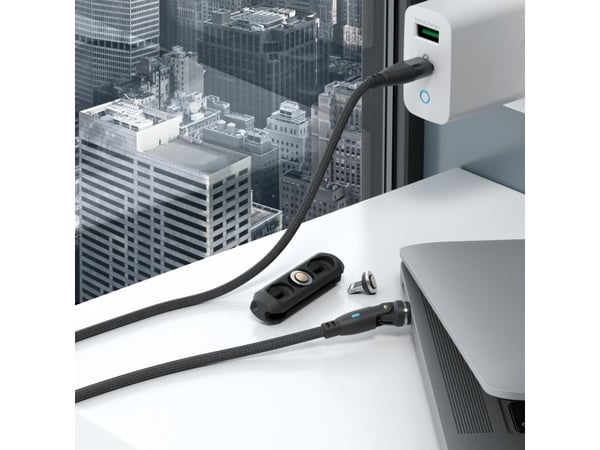 RealPower MagneticCharge 100, 1 m, USB C, Sort