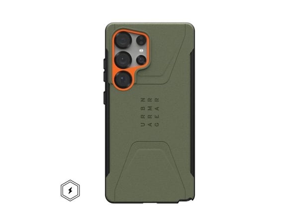 Urban Armor Gear Civilian, suojakuori, Samsung, Galaxy S25 Ultra, 17,3 cm (6.8"), Oliven, oranssi
