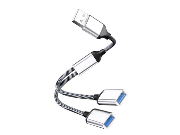 MicroConnect - USB-kabel - USB (hann) rett til USB (hunn) rett - USB 2.0 - 5 V - 2 A - 28 cm - opptil 480 Mbps datakoverføring - sølv