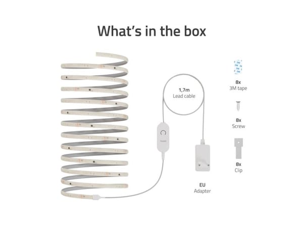 Hombli HBLS-0324, Universale lysstriper, Ambience, Innendørs, Klebende teip, Hvit, IP20
