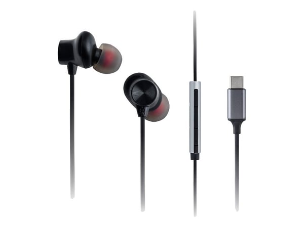Panasonic RP-TCM225 - Ørepropper med mikrofon - i øret - kablet - USB-C - lydisolerende - svart