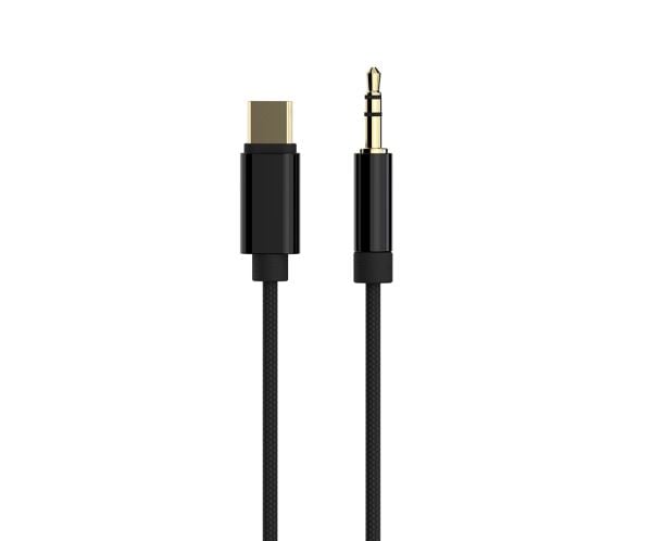 Cablexpert - Lydkabel - USB-C hann til minijakk hann - 1.5 m - svart - flettet