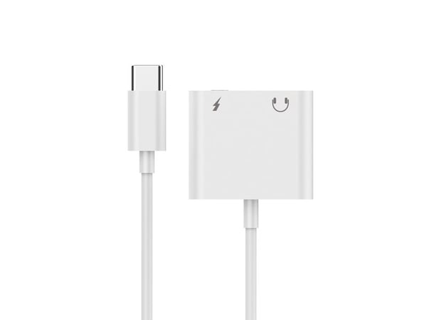 Cablexpert - USB-C til hodetelefonjakk / ladeadapter - USB-C hann til minijakk, USB-C hunn - 10 cm - hvit
