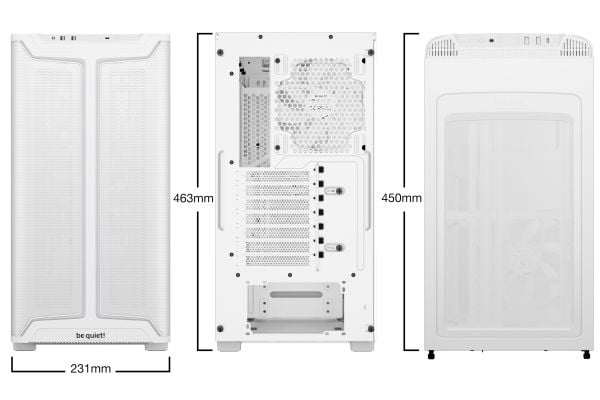 be quiet! Pure Base 501 DX - Midi-tårn - ATX - sidepanel med vindu (herdet glass) - ingen strømforsyning (ATX / PS/2) - hvit - USB/lyd