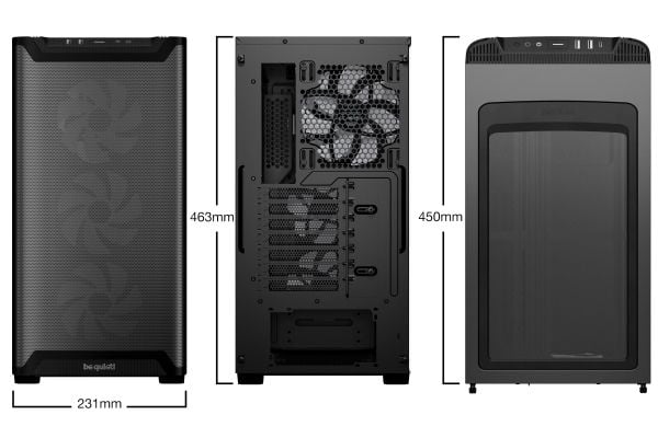 be quiet! Pure Base 501 LX - Midi-tårn - ATX - sidepanel med vindu (herdet glass) - ingen strømforsyning (ATX / PS/2) - svart - USB/lyd