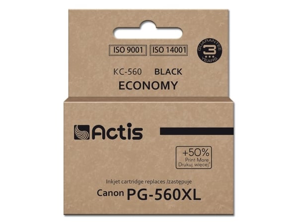 Actis KC-560, Høyt (XL) utbytte, Svart, Fargestoffbasert blekk, 22 ml, 1 stykker, Enkeltpakke