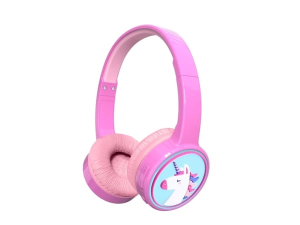 DENVER BTH-106P - Hodetelefoner med mikrofon - full størrelse - Bluetooth - trådløs, kablet - 3,5 mm jakk - rosa