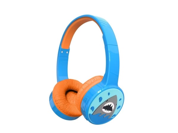 DENVER BTH-107BU - Hodetelefoner med mikrofon - full størrelse - Bluetooth - trådløs, kablet - 3,5 mm jakk - blå