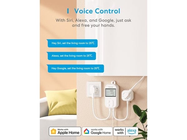 Termostatisk kontakttemperaturkontroller Meross MTS960HK (HomeKit)