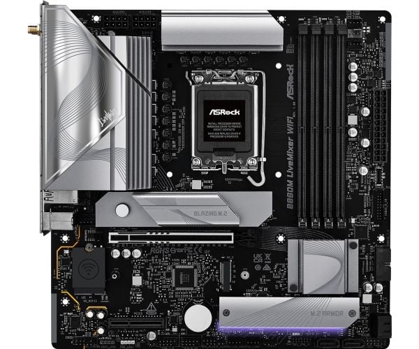 ASRock B860M LiveMixer WiFi - Hovedkort - micro ATX - LGA1851-sokkel - B860 Chipset - USB-C 3.2 Gen 1, USB 3.2 Gen 1, USB4 - 2.5 Gigabit LAN, Bluet...